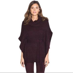 White House Black Market Marled Knit Belted Poncho